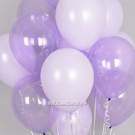 Сиреневые шары "Макарунс+Кристалл" с гелием