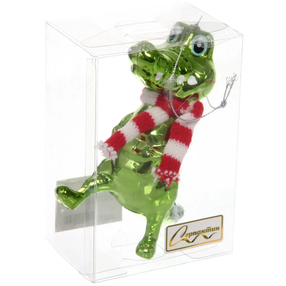 Елочная игрушка «Крокодил в шарфике» 4,5*11*12,5 см, Салатовый
