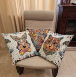 Декоративный гобеленовый чехол для интерьерной подушки Мозаика Цветы 47*47