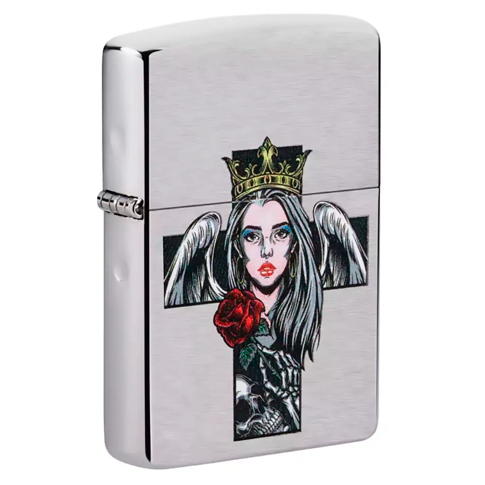 Зажигалка Zippo 49262 Queen and Skull Design, Brushed Chrome