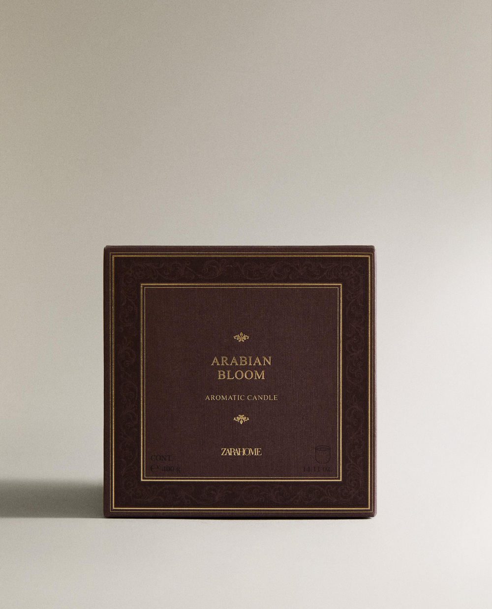 Zara Home Свеча ароматическая Arabian Bloom 400 г, растительный воск, аромат цветочный, Розовый
