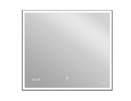 Зеркало LED 011 design 100x80 с подсветкой часы металл. рамка прямоугольное