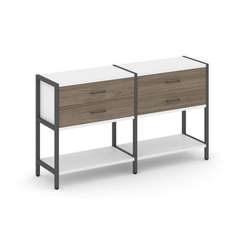 Shelf System Двухсекционный стеллаж двухярусный с ящиками SN.STM-222 Белый/Вяз Благородный/Металл Ан