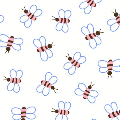 Розовые минималистичные пчелы на белом фоне