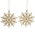 Подвески в блестках «Снежинки волшебные» 9 см (набор 2шт), золото