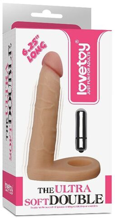 Телесная вибронасадка для двойного проникновения The Ultra Soft Double-Vibrating - 15,8 см. (Цвет: телесный)