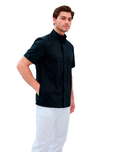 Рубашка медицинская мужская Dr. Nice DRN733 со стойкой, с коротким рукавом, голубой, 56