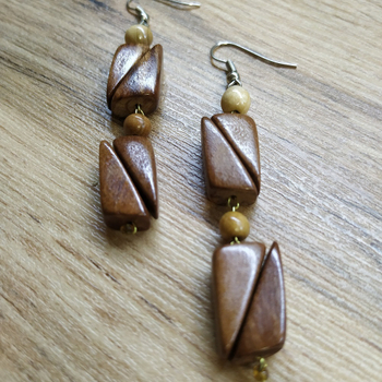 Серьги Клинышки, дерево, цвет светло-кор., темно-кор.