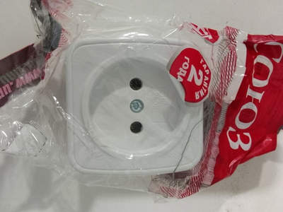 Розетка одноместная "СОЮЗ" "Электра" открытой установки, без заземления, 16А, 220В, белая