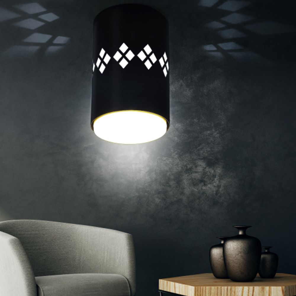 Светильник накладной ЭРА OL10 LD GX53 BK под лампу GX53 со светодиодной подсветкой 1Вт черный | Накладные светильники