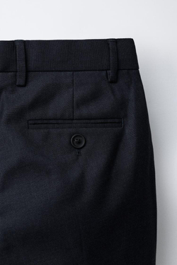 ZARA КОСТЮМНЫЕ БРЮКИ ИЗ РЕЛЬЕФНОЙ ТКАНИ, СИНИЙ