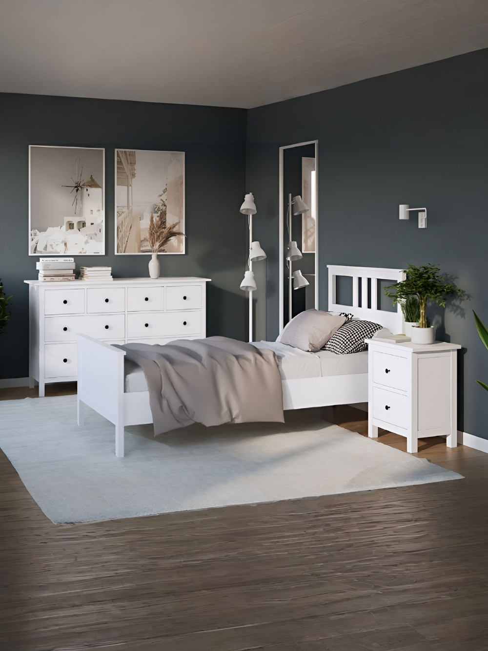 IKEA Кровать односпальная HEMNES 90*200, белая, КЫМОР (ИКЕА ХЕМНЭС)