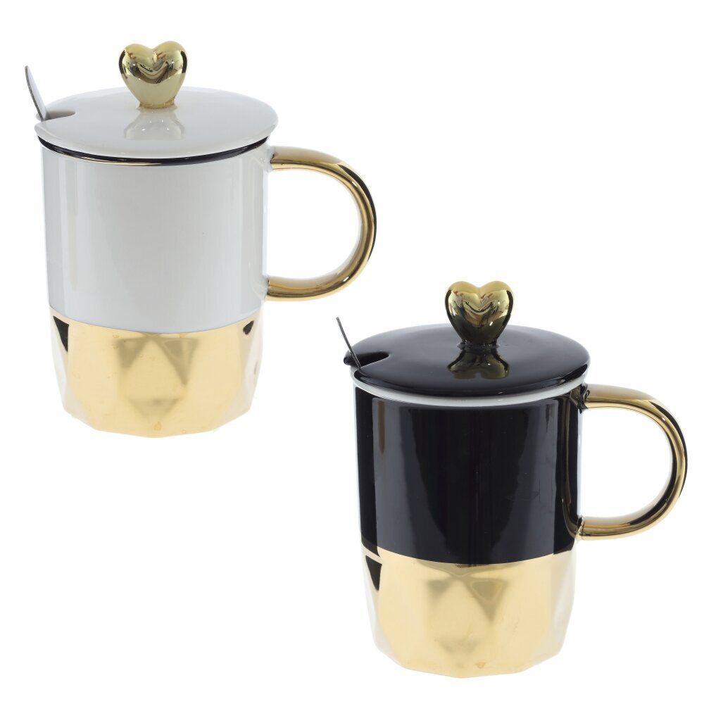 GAEM Кружка с крышкой и ложкой, 340 мл, L12 W8 H13,5 см, 2в.