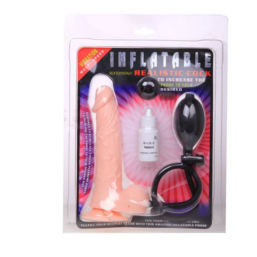 Телесный расширяющийся вибратор Inflatable - 19,3 см.