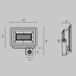 Прожектор светодиодный с датчиком движения ip65 50Вт Flood
