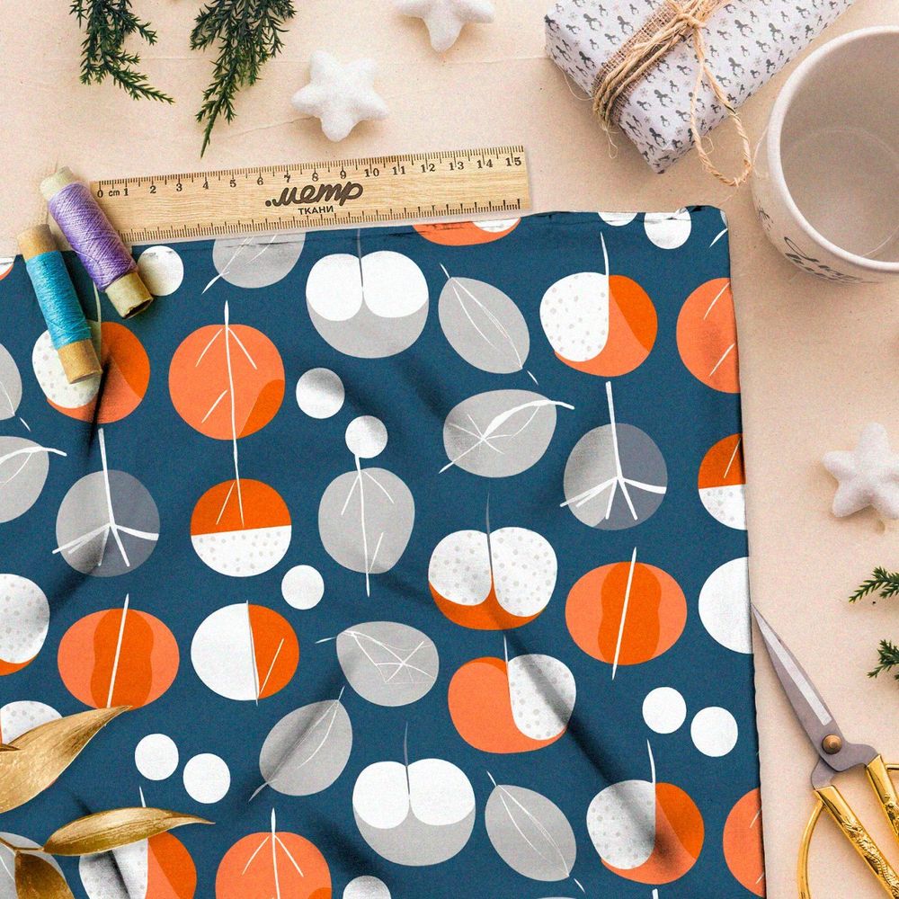 Ткань премиум Оксфорд 600D схематичные фрукты