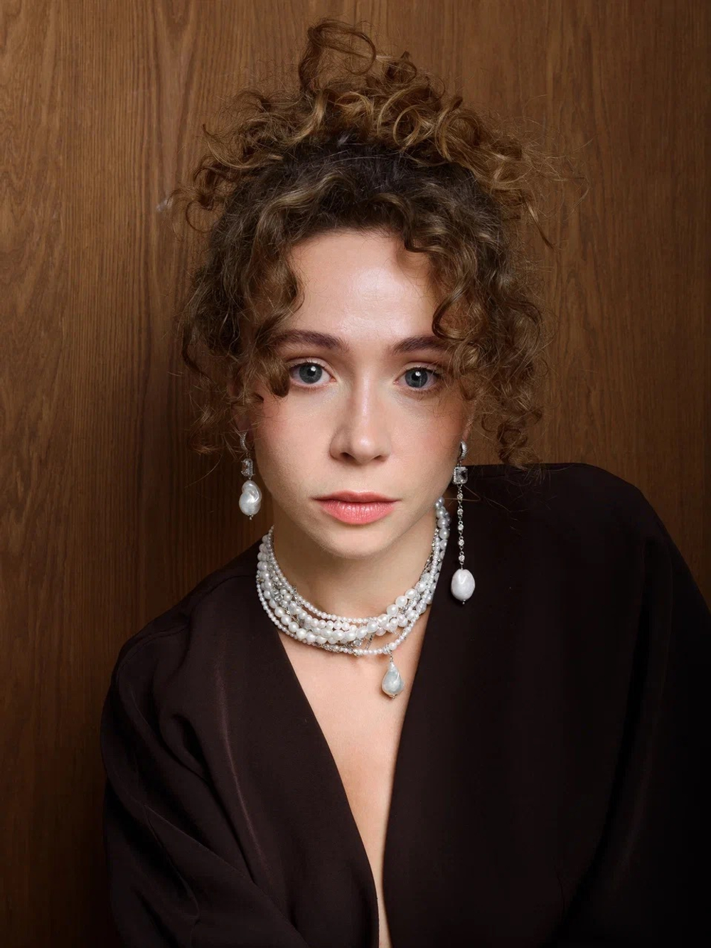 Серьги "Caramel eye pearl" Silver