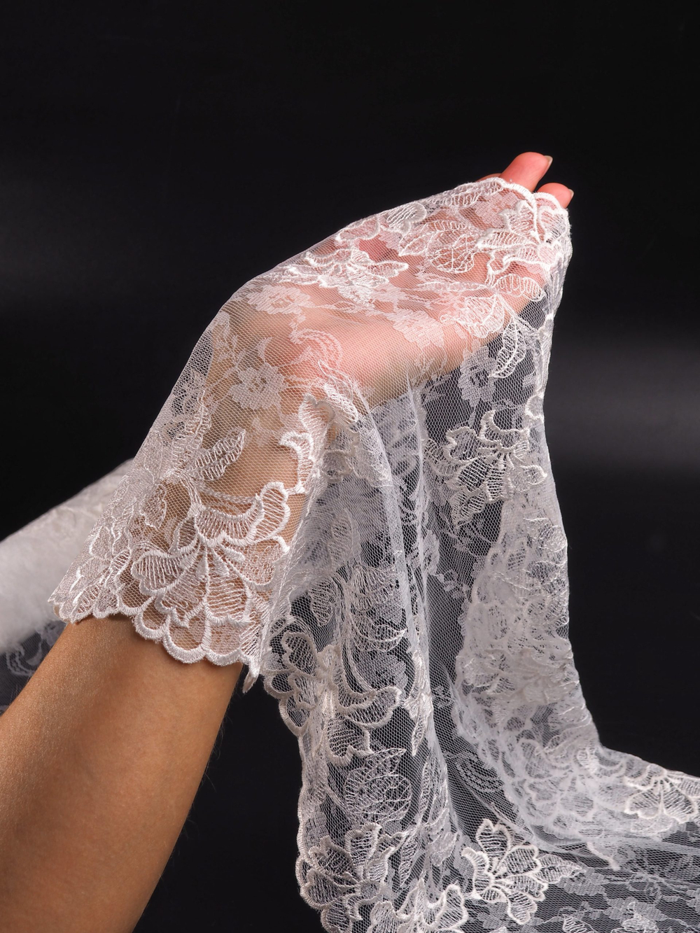 Вышивка на сетке экрю неэластичная ширина 24 см ОТРЕЗЫ