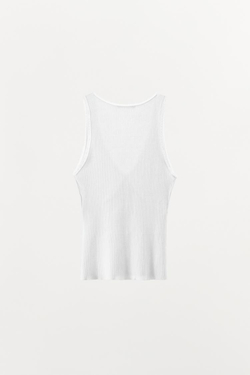 ZARA КОМБИНИРОВАННЫЙ ПЕРФОРИРОВАННЫЙ ТОП, БЕЛЫЙ