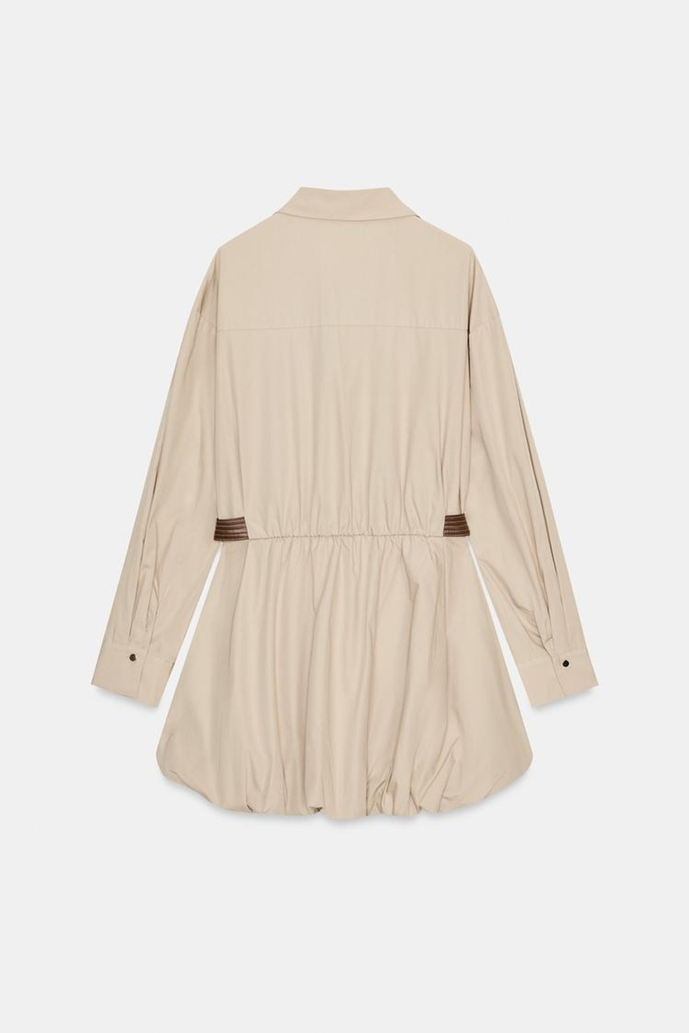 ZARA КОРОТКОЕ ПЛАТЬЕ-БАЛЛОН, БЕЖЕВЫЙ