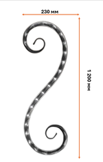 кованый элемент волюта с декором 1200х230