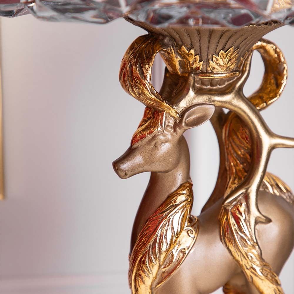 Фруктовница Лань Артемиды Бронза со стеклянной чашей