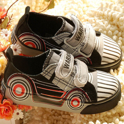 Кеды детские разноцветные с принтами мотоциклов на липучках