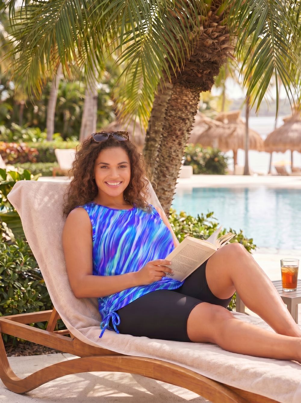 Блуза для купания 17237 синие полосы