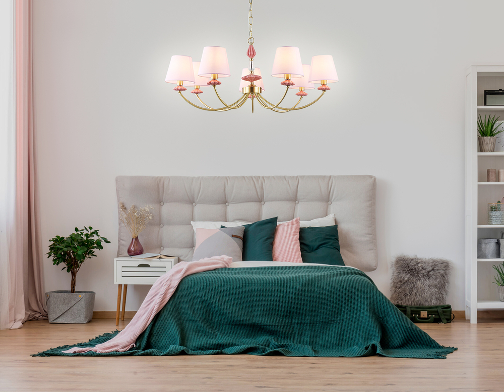 Светильник подвесной LH75025/7 GD/PI золото/розовый E14/7 max 40W D890*800