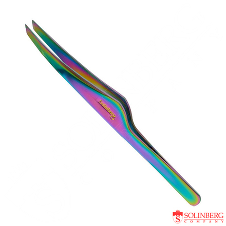 Пинцет для бровей Solinberg G808, (ручная заточка) радужный