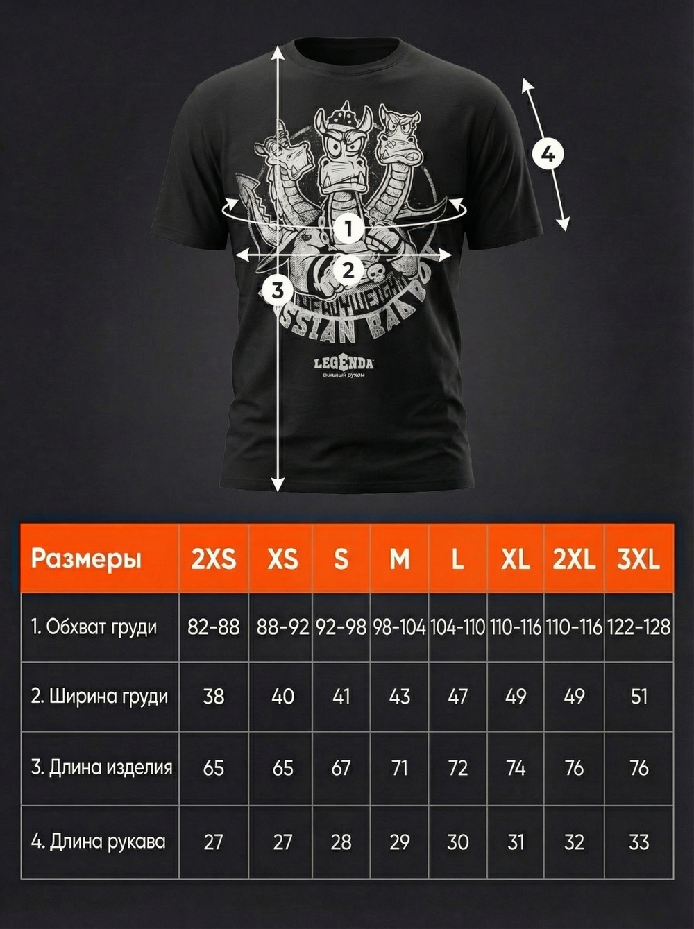 Футболка спортивная хлопковая мужская черная LEGENDA Горыныч белый