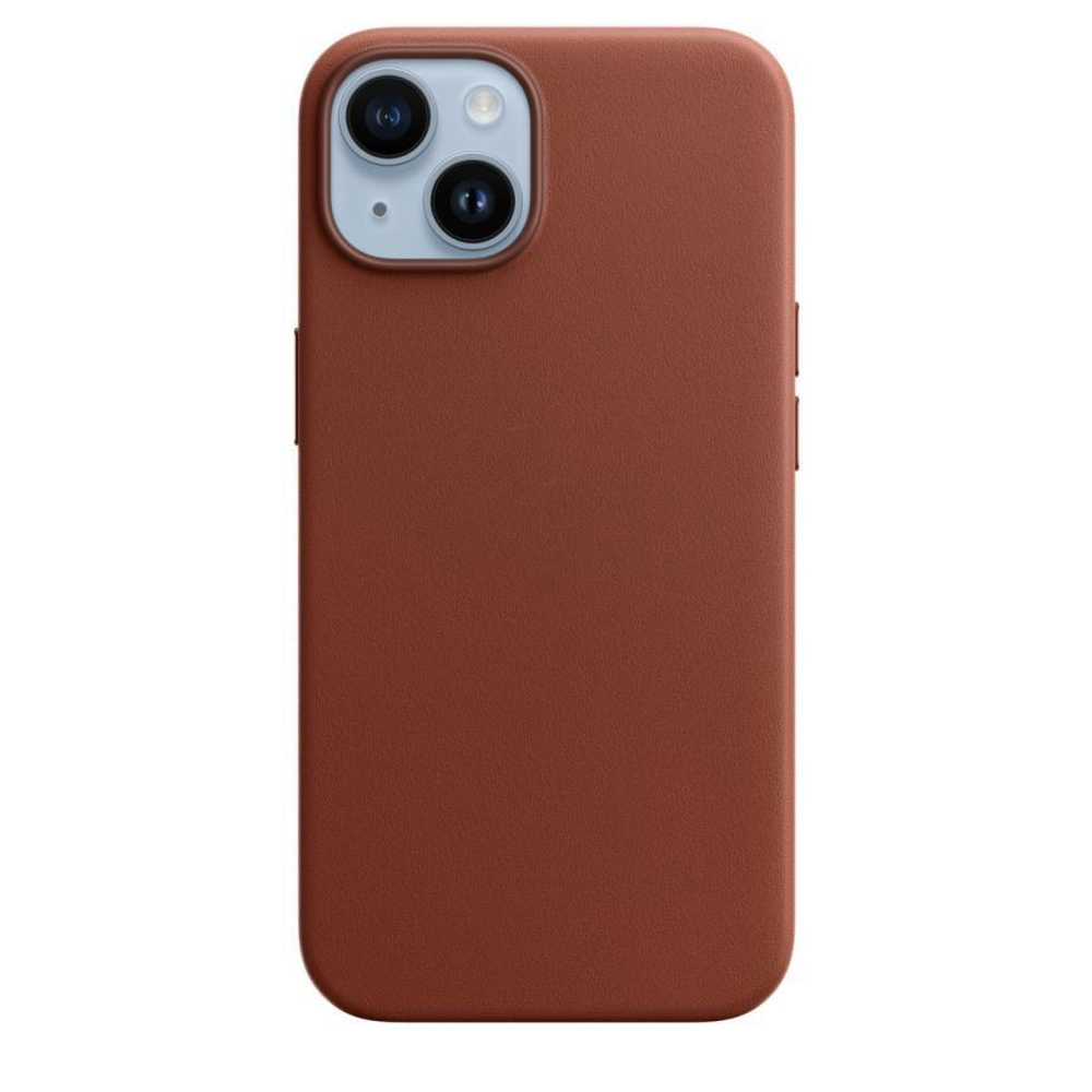 Кожаный чехол MagSafe Apple Leather Case для iPhone 14, Умбра