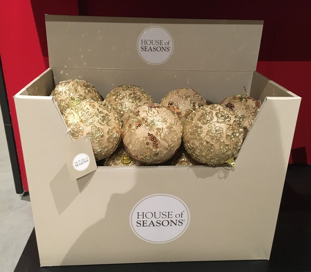 Набор шаров 24шт 10см House of Seasons золото с кружевом в ассортименте 2 вида