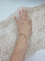 Вышивка на сетке золотисто-коричневая К747