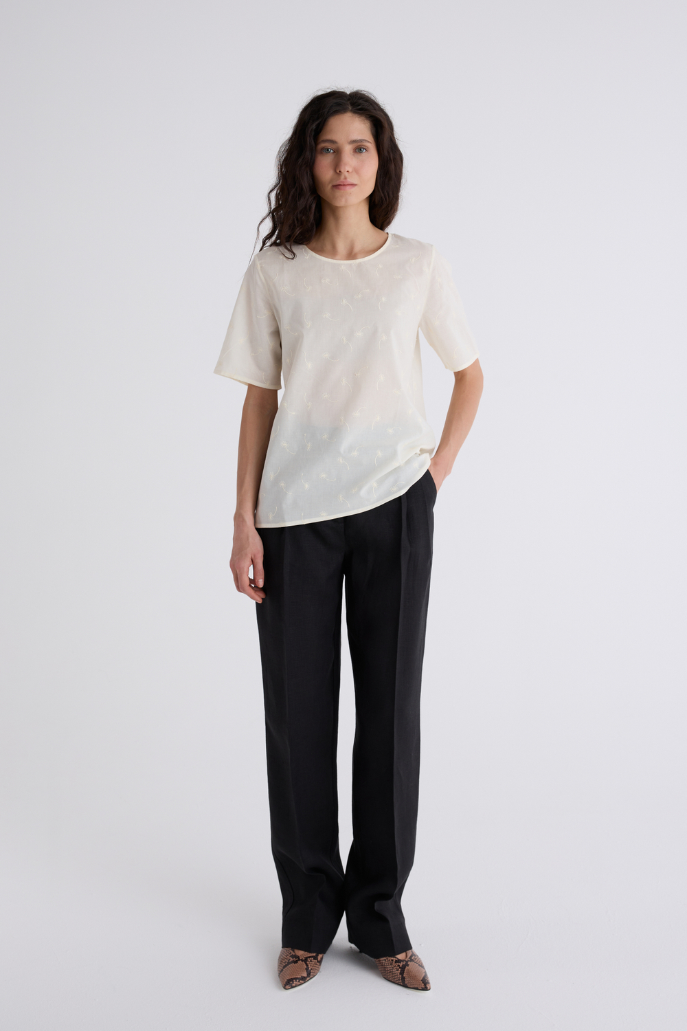 Топ Воздушный с коротким рукавом из хлопка 100%