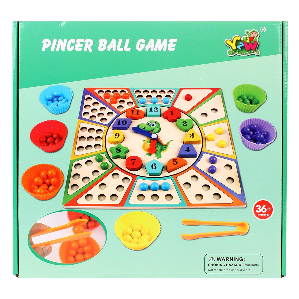 Развивающая игрушка деревянная с шариками и часами, коробка C-41935