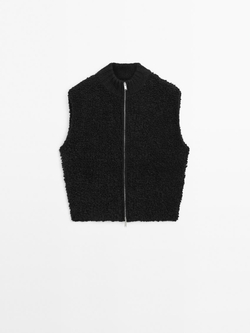 Massimo Dutti Жилет из пряжи букле, черный