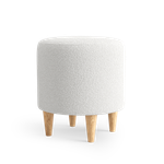 Пуф Нико (ткань белая буклированная рогожка, опоры светлые)