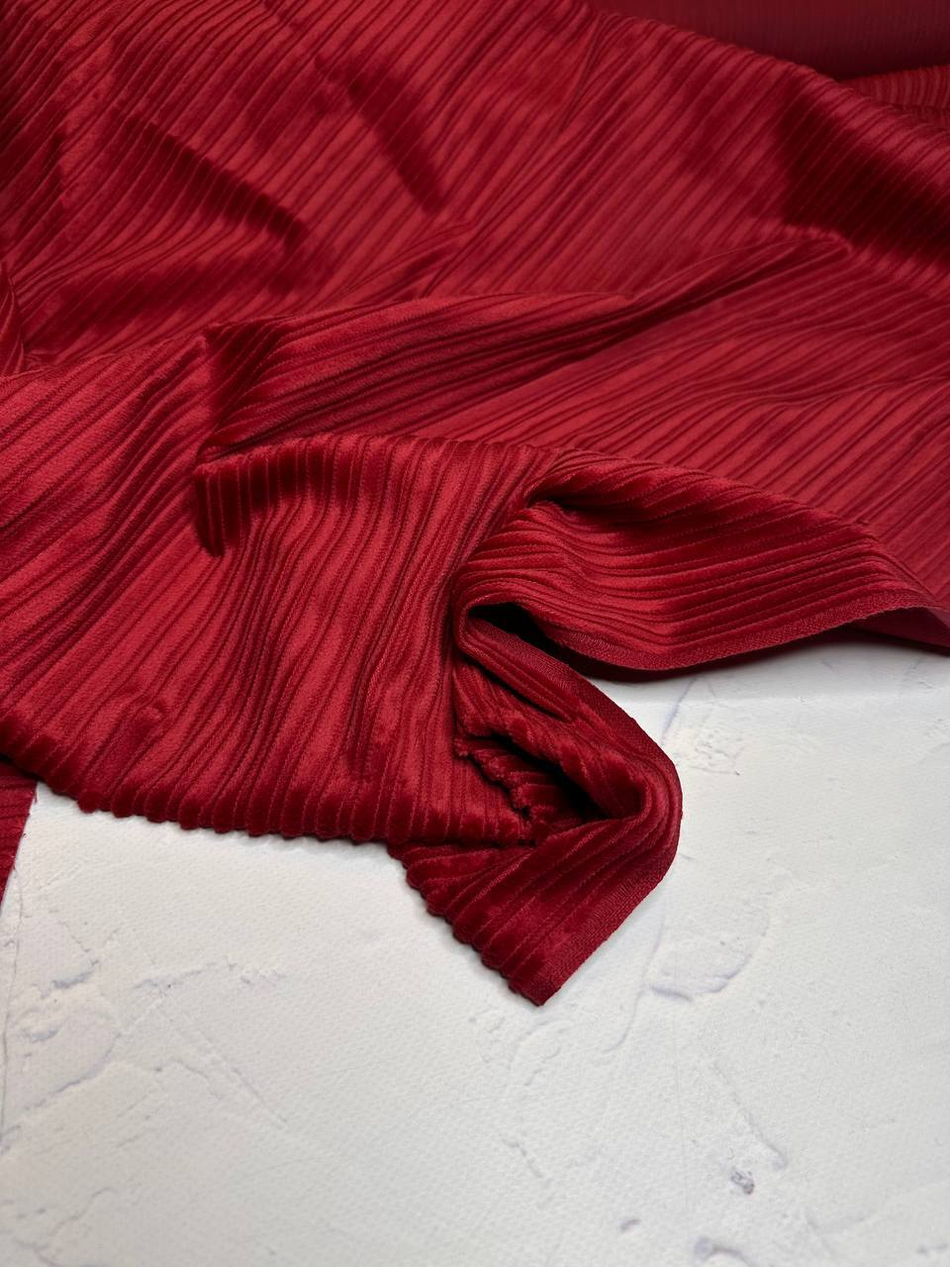 Костюмно-плательный хлопковый вельвет с вискозой (Loro Piana, 80%хлопок/20%вискоза, Ягодный красный, 145, 220 гр/м2)