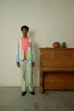 Рубашка Soeurs с Градиентным Принтом / Gradient Plaid Print Long Sleeve розовая