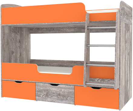 Кровать двухъярусная КарИВи Малыш Двойняшка 80х180 Бетон Оранжевый
