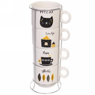 Набор кружек на стойке 280мл «Котик»