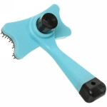 Расческа - пуходерка самоочищающаяся для собак и кошек «Пушок», цвет голубой, 13см (блистер)