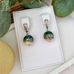 LEFIREL' Серьги серебряные женские "Леола" с бусинами из муранского стекла / ювелирные украшения из родированного серебра 925