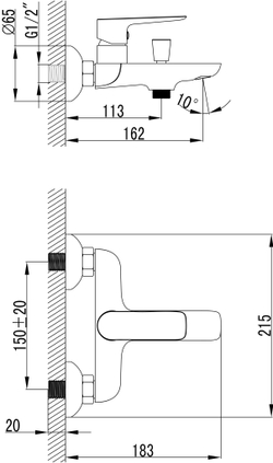 Смеситель для ванны с душем STWORKI Сторвик S14100CR хром