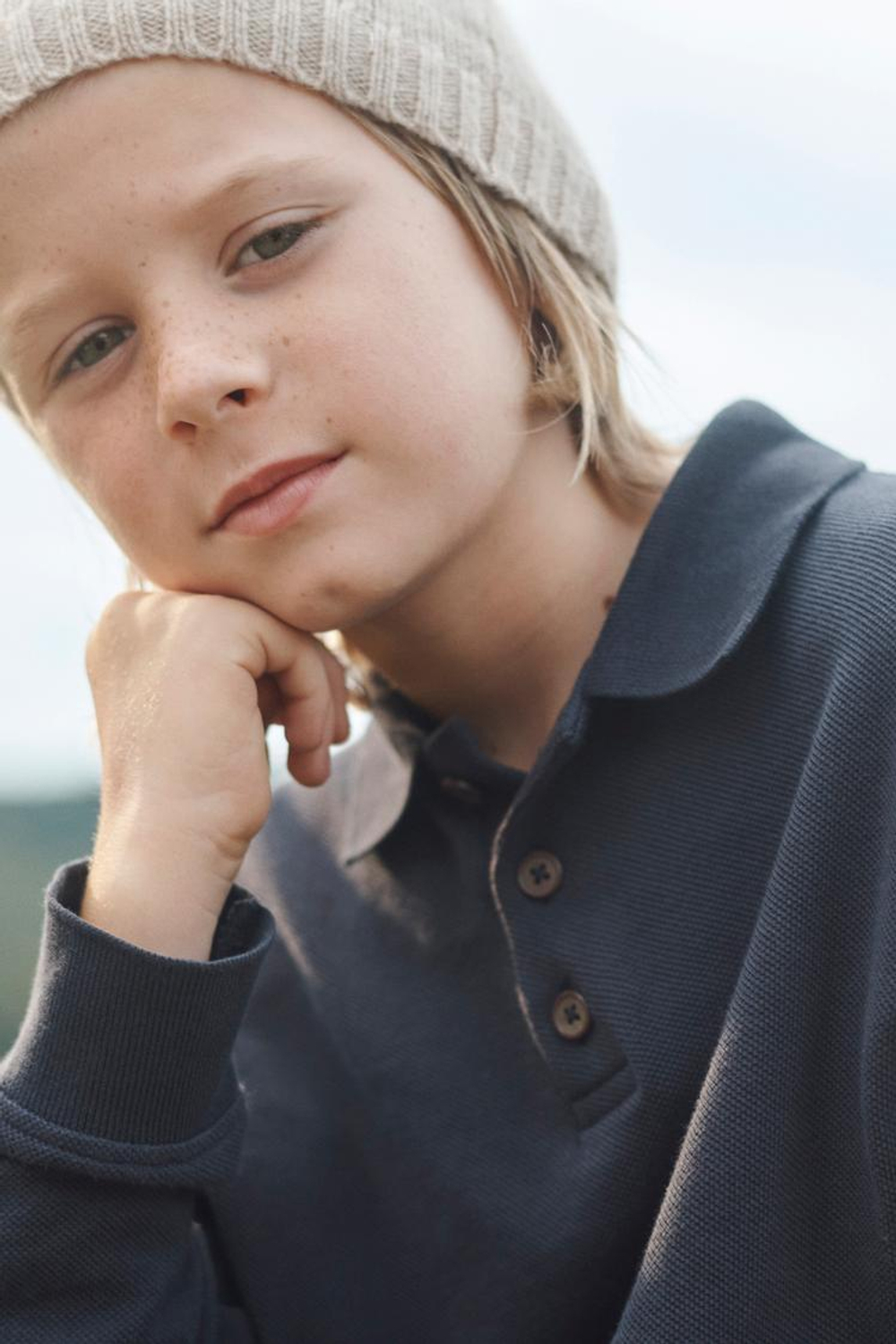 ZARA ПОЛО С ДЛИННЫМ РУКАВОМ, ТЕМНО-СИНИЙ