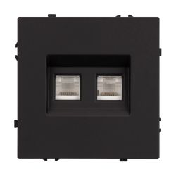 Механизм сдвоенной компьютерной розетки SCT-NOBE-MPC2-SFPL-BK (RJ-45, CAT6) (Arlight, Черный оникс) 054313