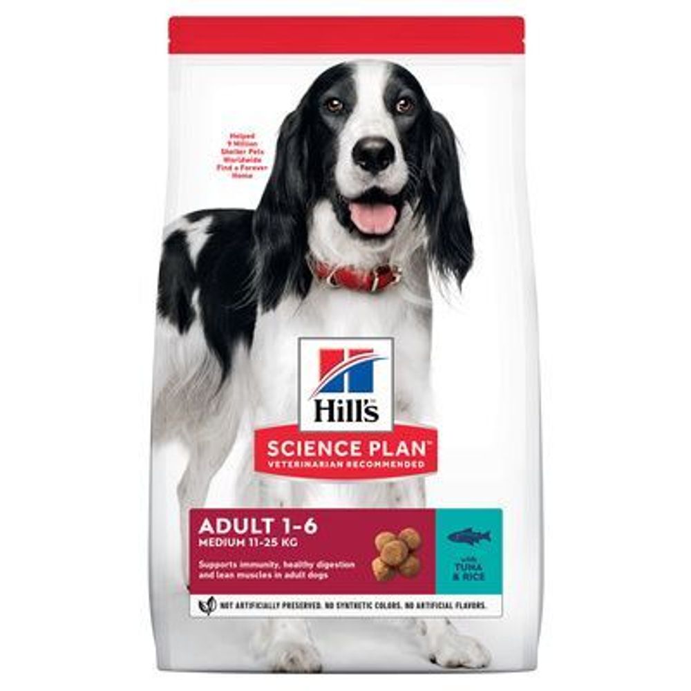 Сухой корм Hill&#39;s Science Plan для взрослых собак средних пород для поддержания иммунитета, с тунцом и рисом 2,5 кг