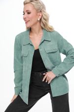 Рубашка из микровельвета с карманами зеленая DStrend (Акция)