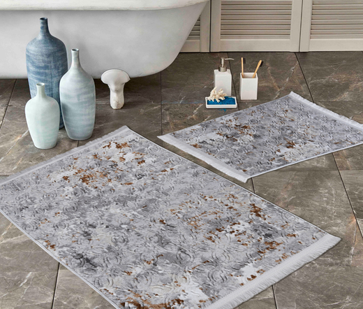 Набор ковриков для ванной и туалета, 60x100/50x60 см, цвет Серый с узором
